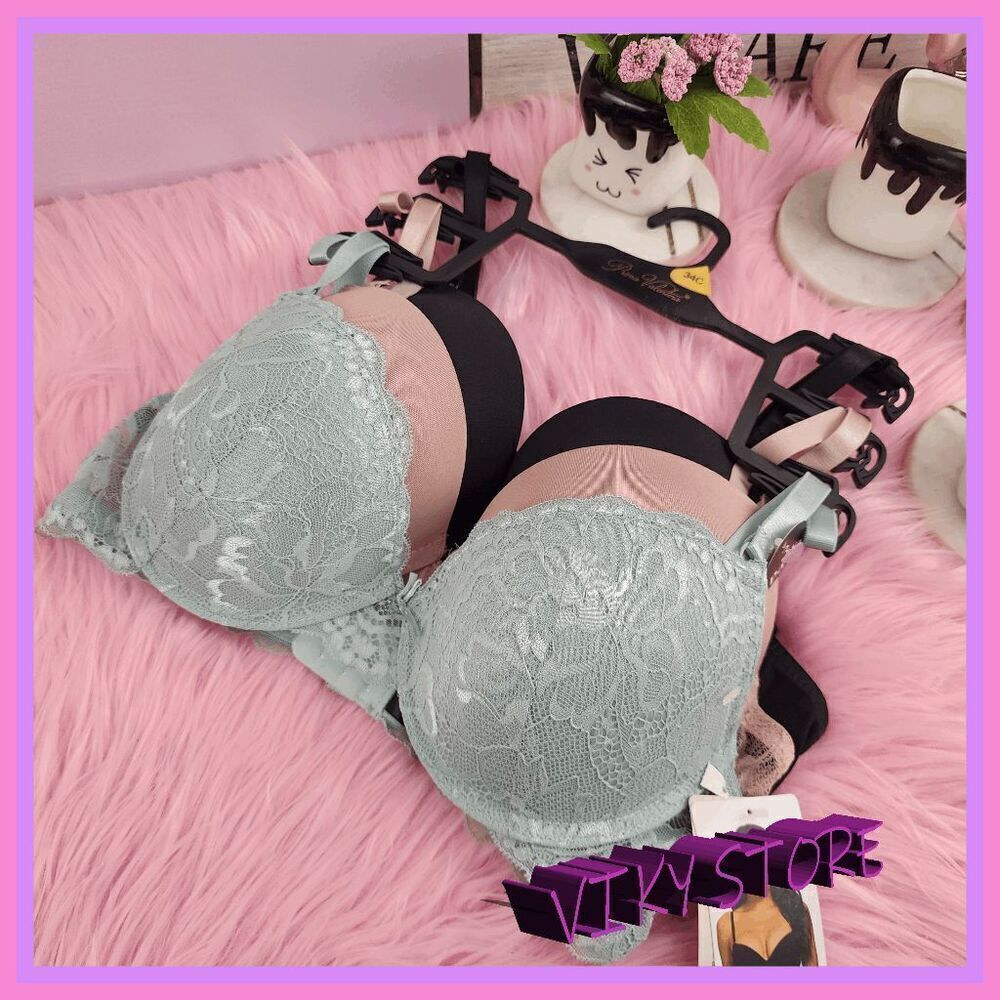 💕 NWT Prima Valentina 3-Pack Push-Up Underwire Bra 34C #7184 💕
